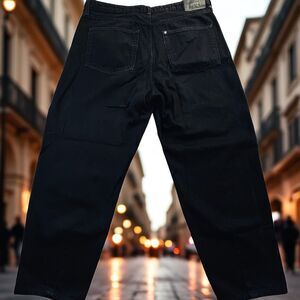 NWOT Womens &Denim UK  Barrel Leg Jeans US Size 16 ~ 39x28 Black High Rise Waist